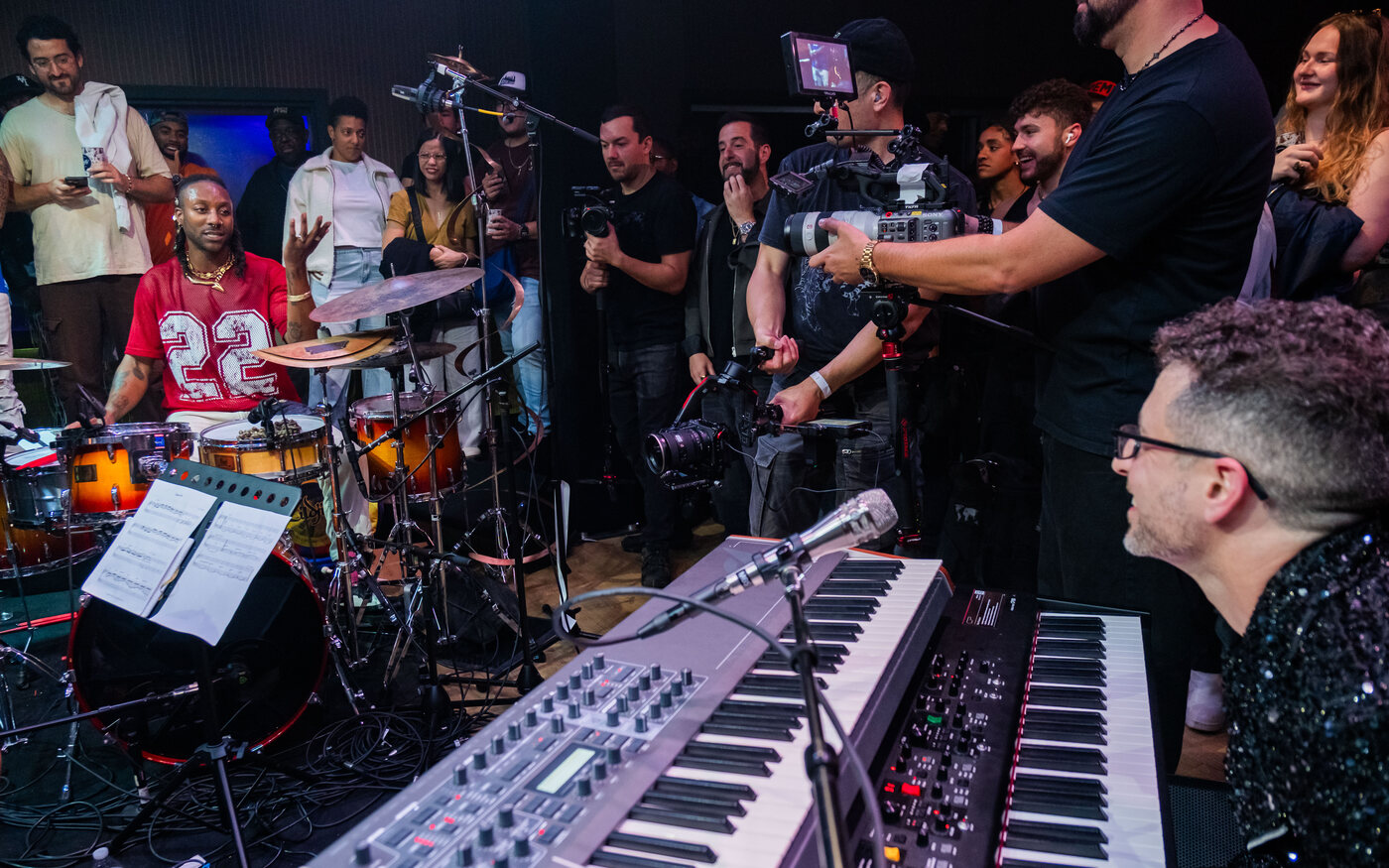 Blaque Dynamite on drums and Greg Spero on keys at the JammJam